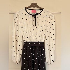Kate Spade Black and White Heart Long Sleeve Dress